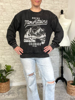 Mineral Wash Rocky Mountains Sweatshirt Black