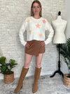 3D Pink Floral Sweater Cream