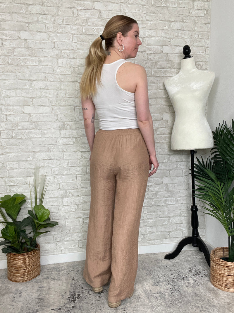 Linson Crepe Pants Light Brown