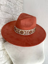 Willa Flower Band Rust Wide Brim