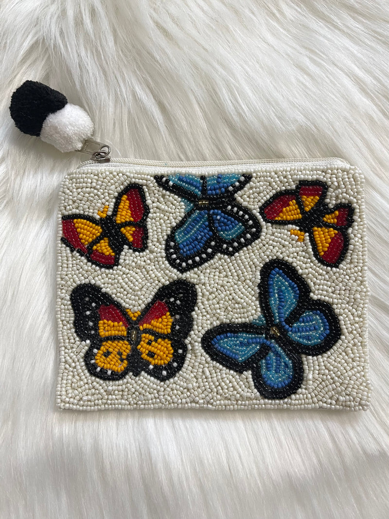 Butterfly Seed Bead Coin Purse