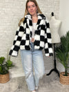 Halsey B+W Checker Faux Fur Jacket