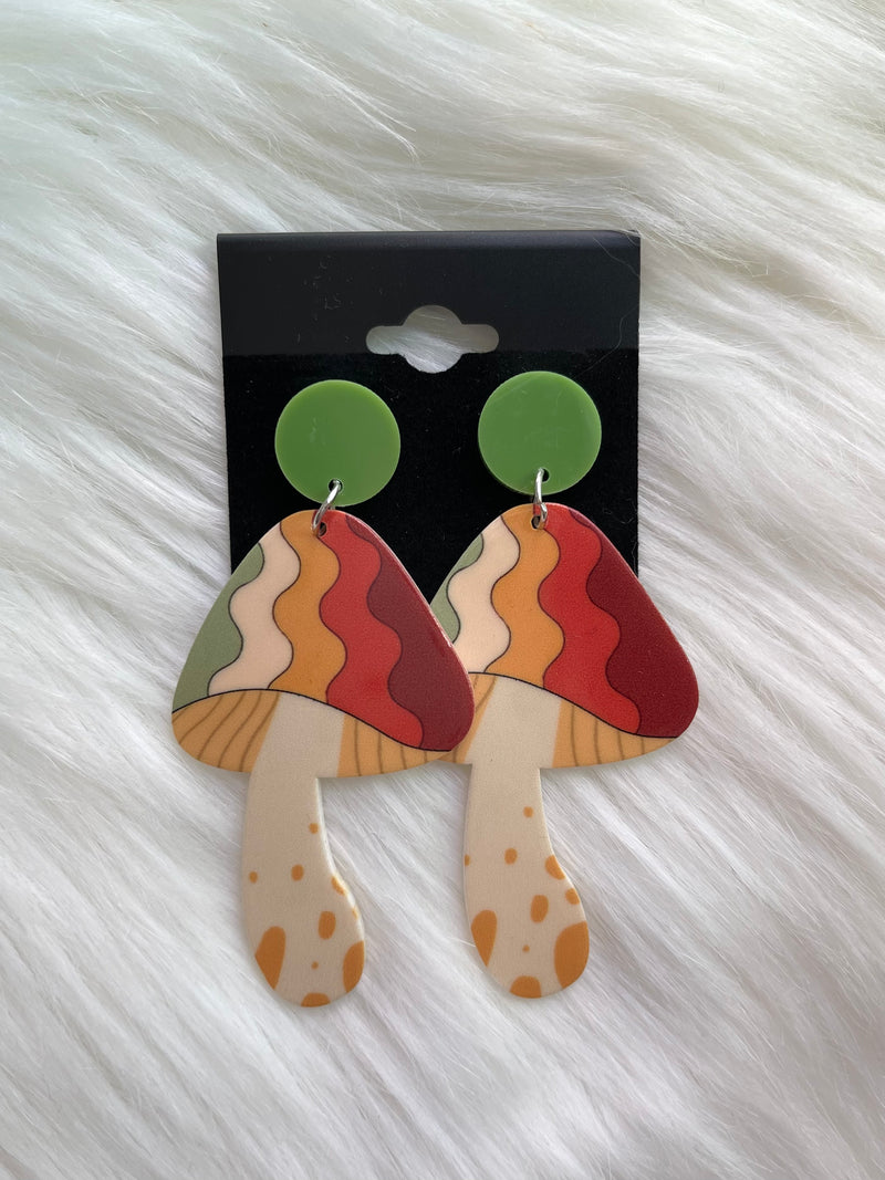 Trippy Magic Mushroom Acrylic Earrings