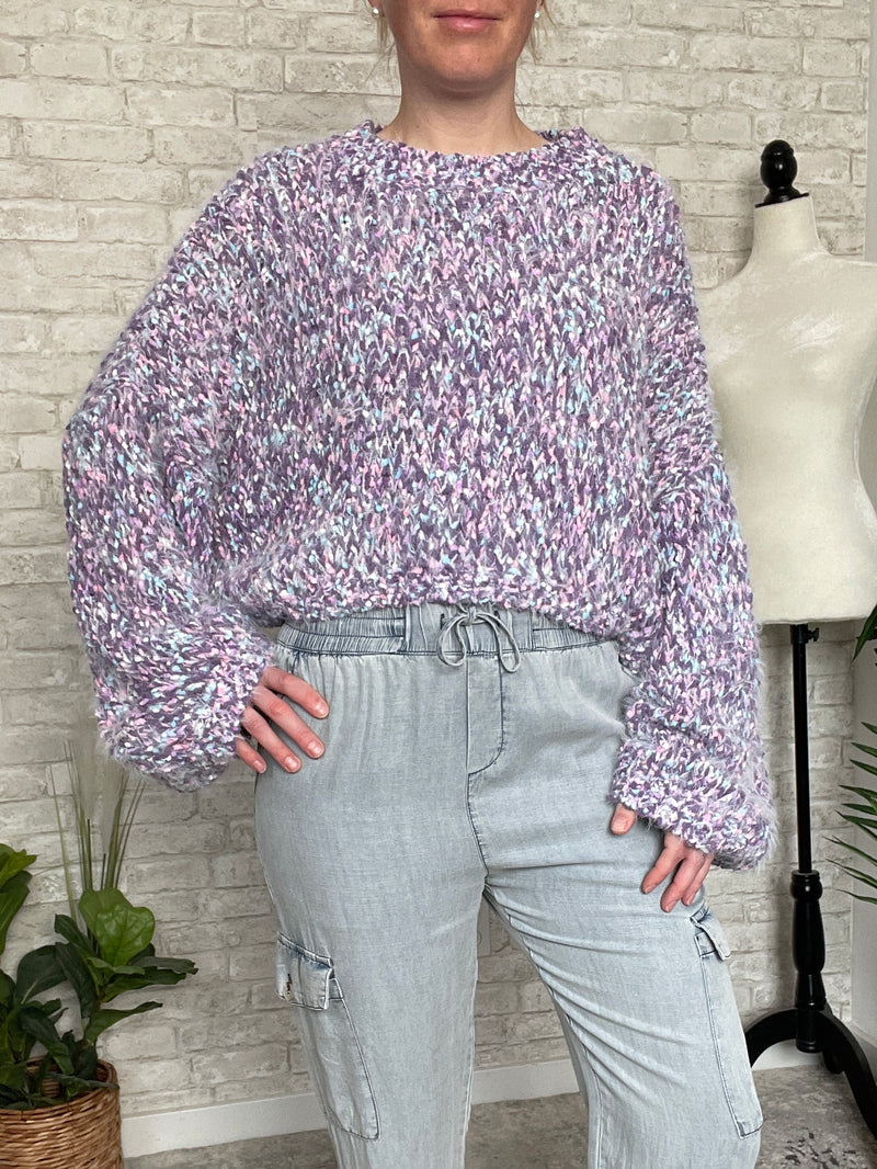 Boucle Textured Sweater Purple Mix