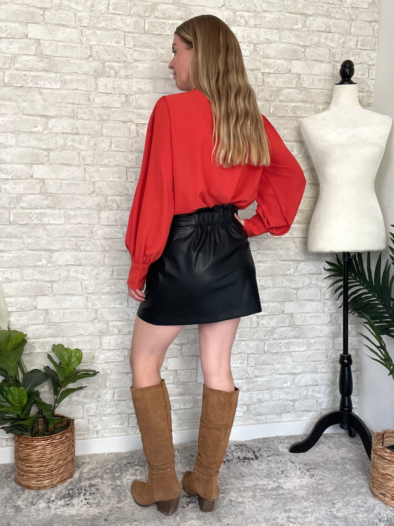 Poppy Faux Leather Mini + Bow