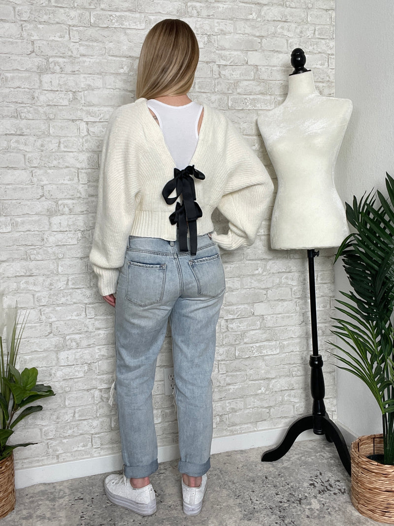 Wrapped In A Bow Cardigan - Cream