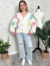 Retro Floral Cardigan Ivory