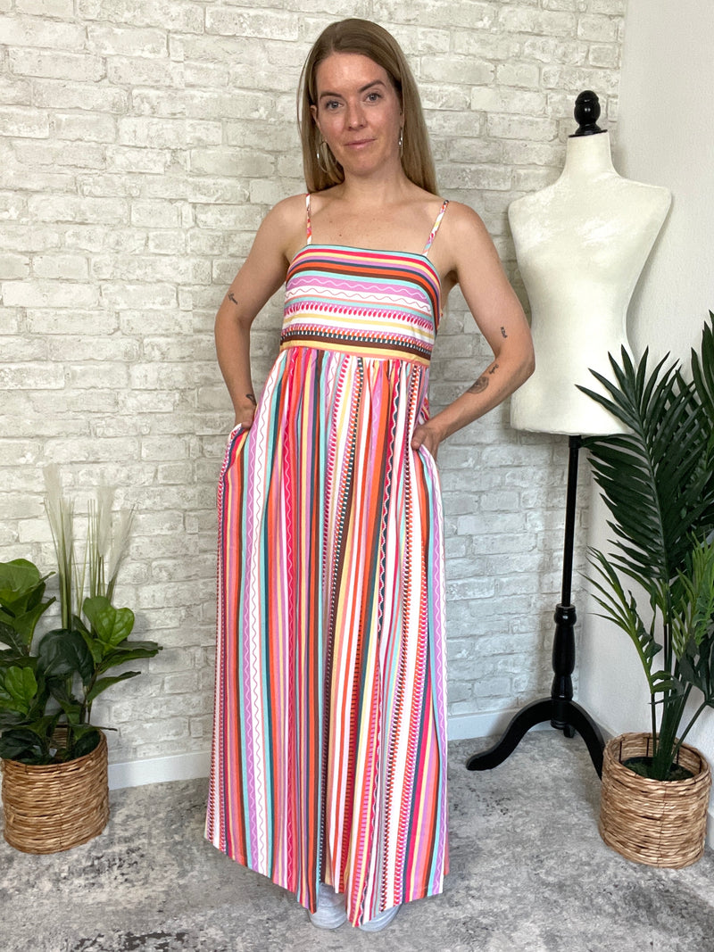 Megan Colorful Stripe Maxi Dress