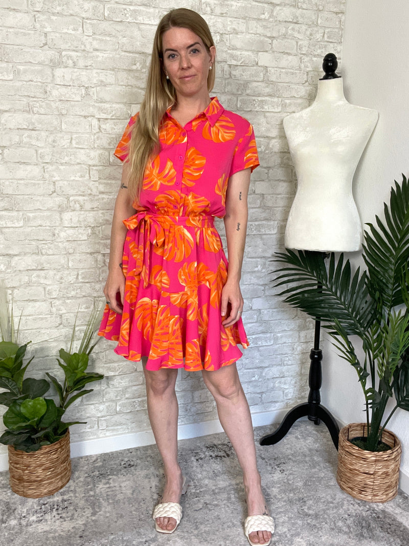 Coral Palms Dress