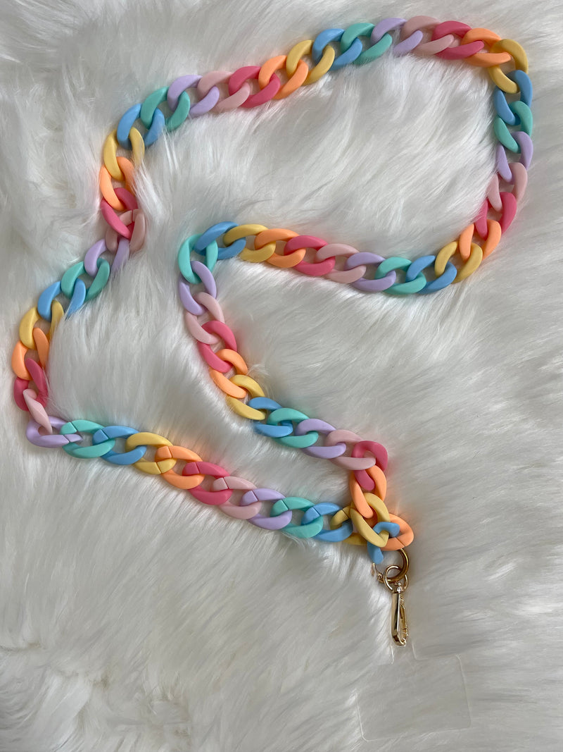 Cell Phone Chain Strap Long Rainbow Chain