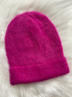 Fuzzy Ribbed Beanie Hot Pink