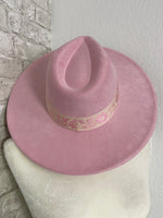 Willa Flower Band Pink Wide Brim