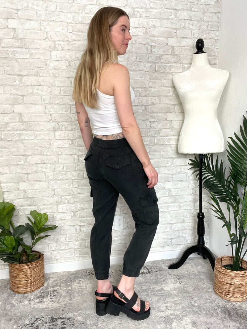 Calista Chambray Jogger Pant - Black Denim