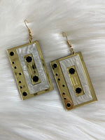 Retro Cassette Earrings Gold