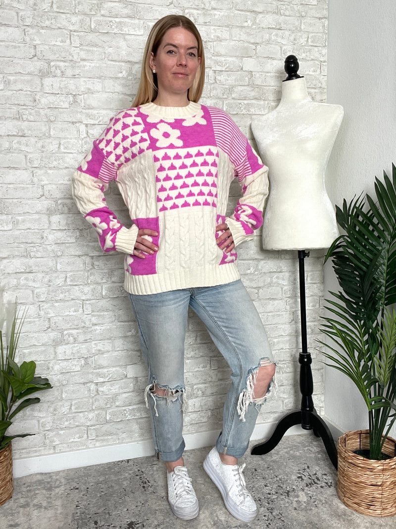 Riviera Hot Pink Floral Sweater