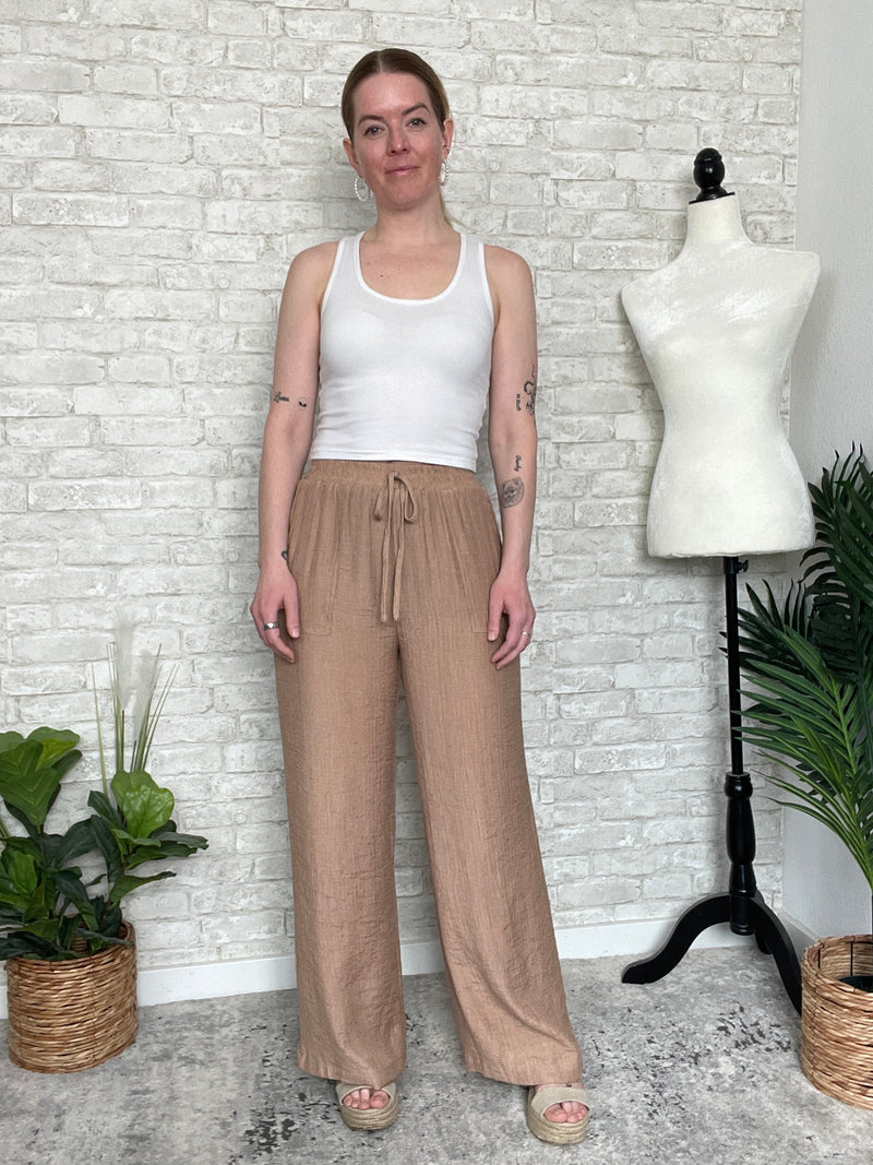 Linson Crepe Pants Light Brown