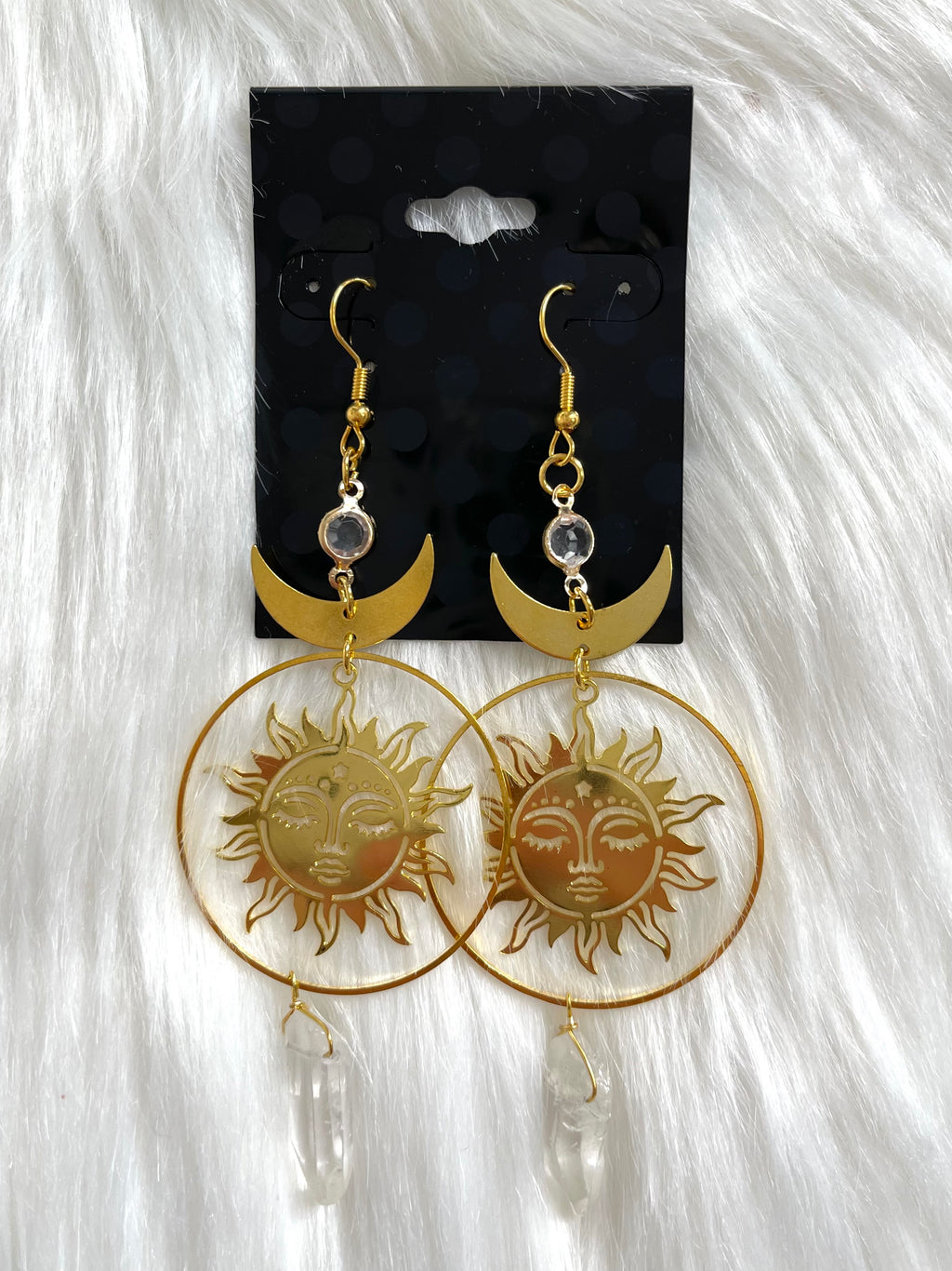 Crystal Sun Goddess Earring Gold