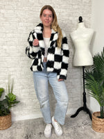 Halsey B+W Checker Faux Fur Jacket