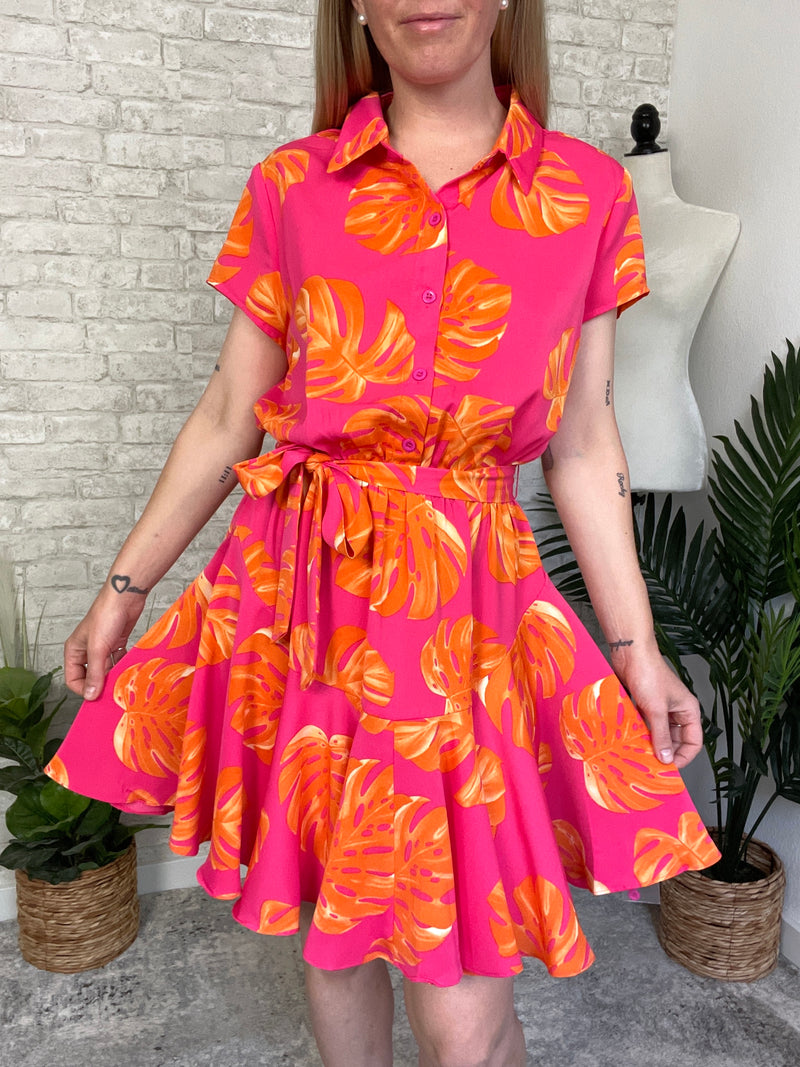 Coral Palms Dress