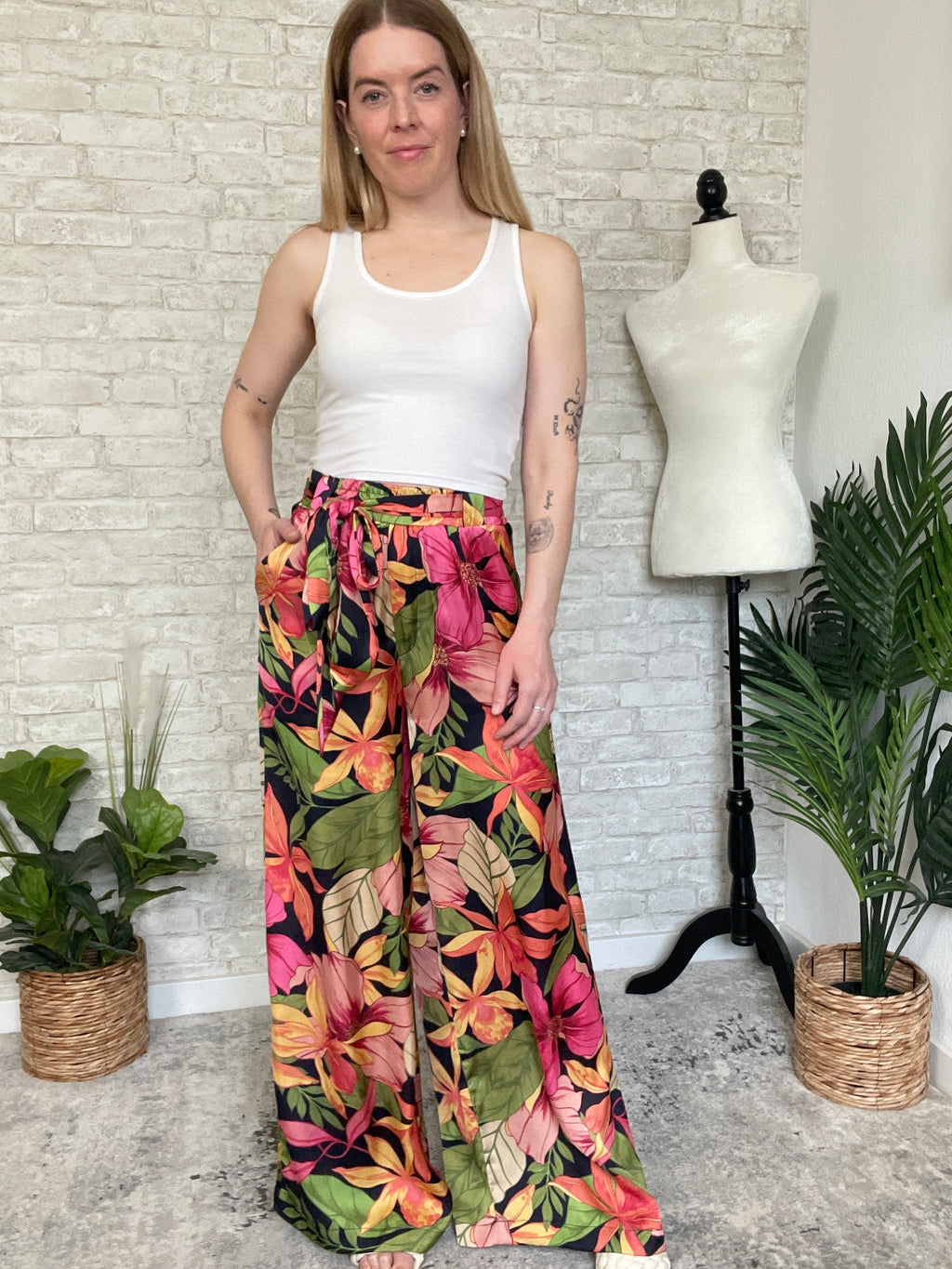 Chianni Gardenia Satin Pants