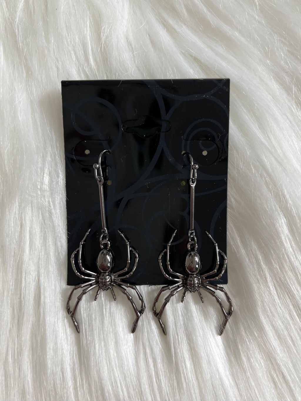 Spider Gun Metal Earrings