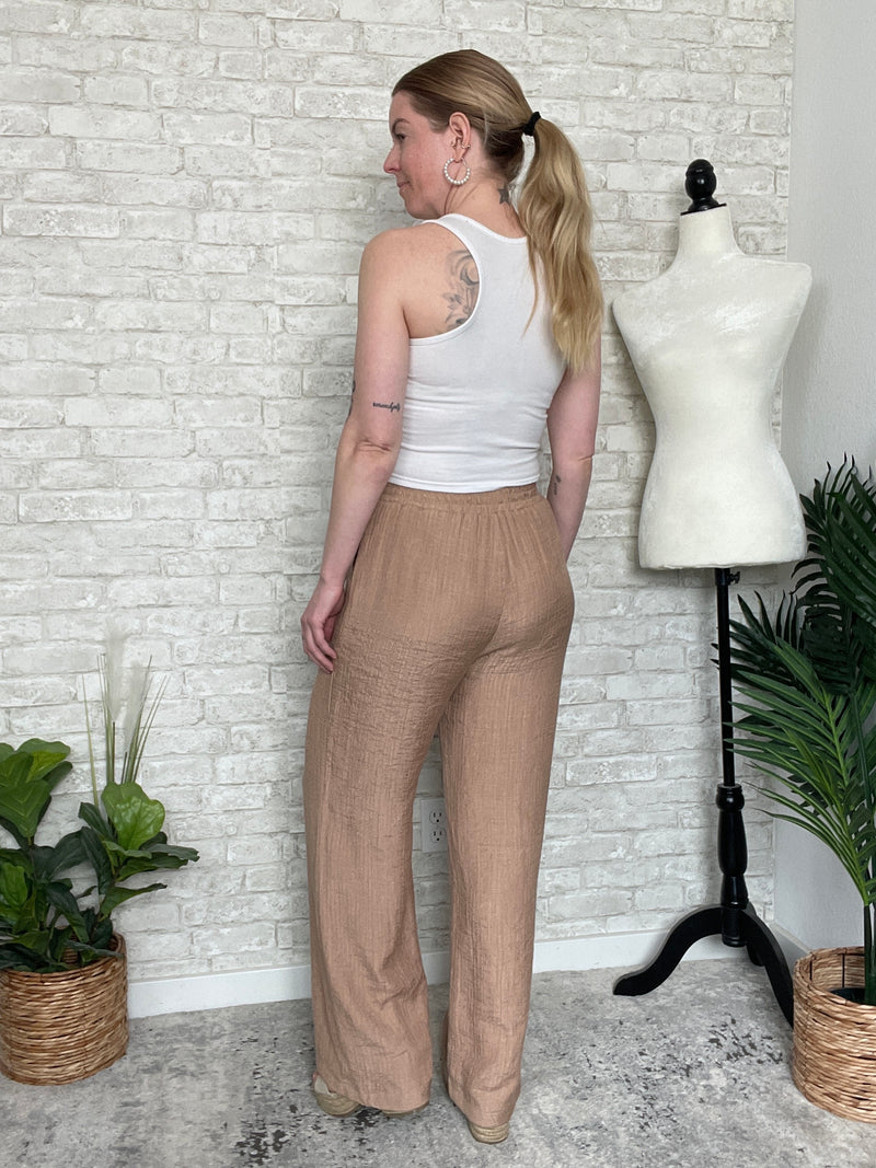 Linson Crepe Pants Light Brown