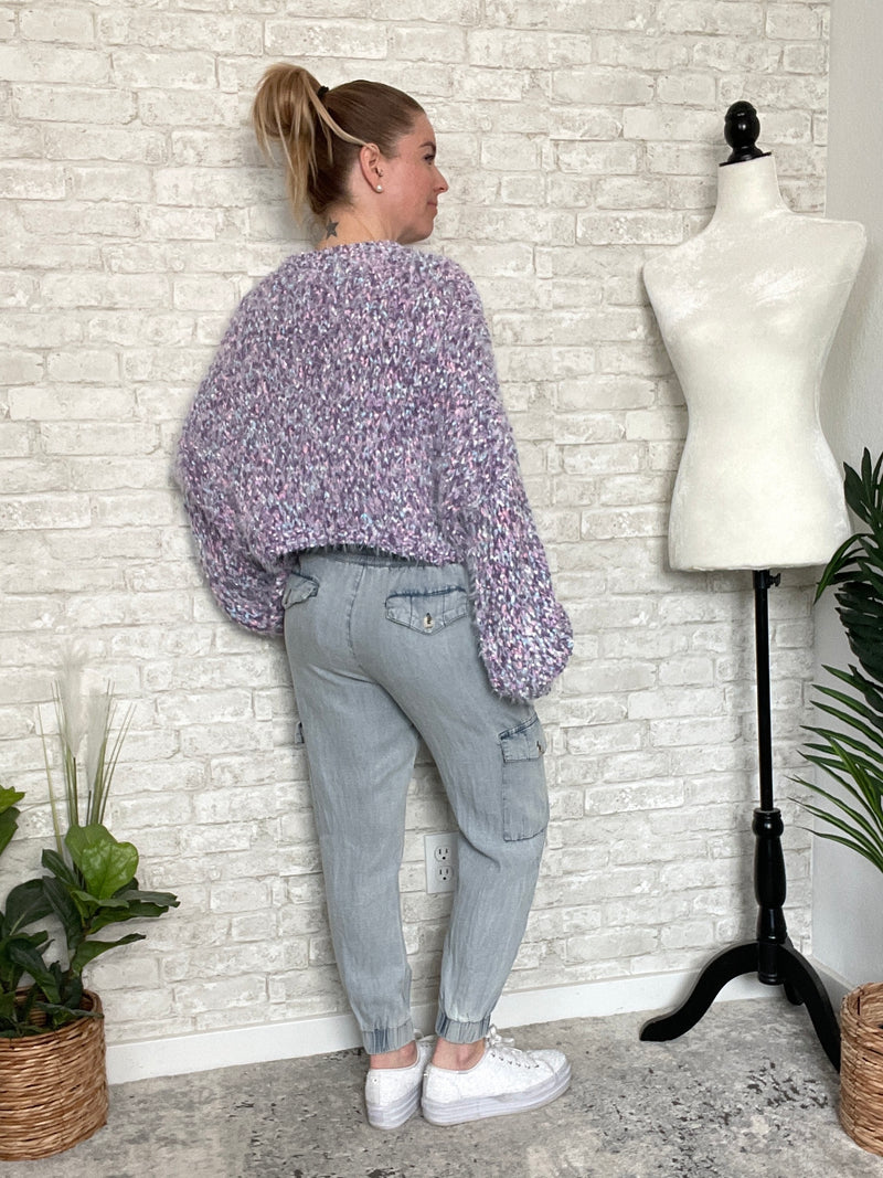 Boucle Textured Sweater Purple Mix