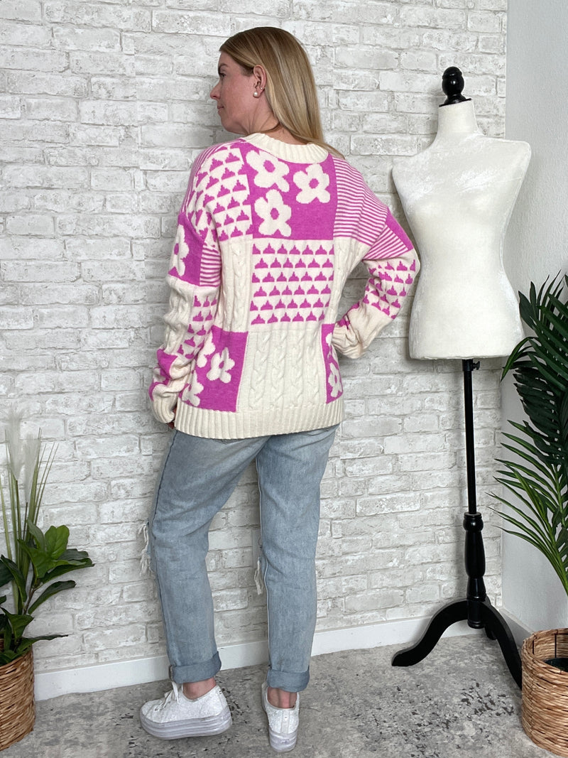 Riviera Hot Pink Floral Sweater