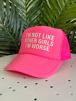 I'm Worse Trucker Hat Hot Pink