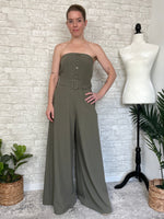 Sabrina Strapless Olive Jumpsuit