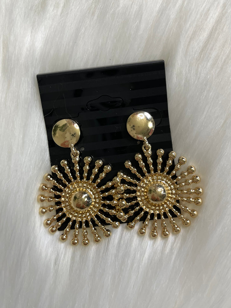 Gold Circular Drop Earrings