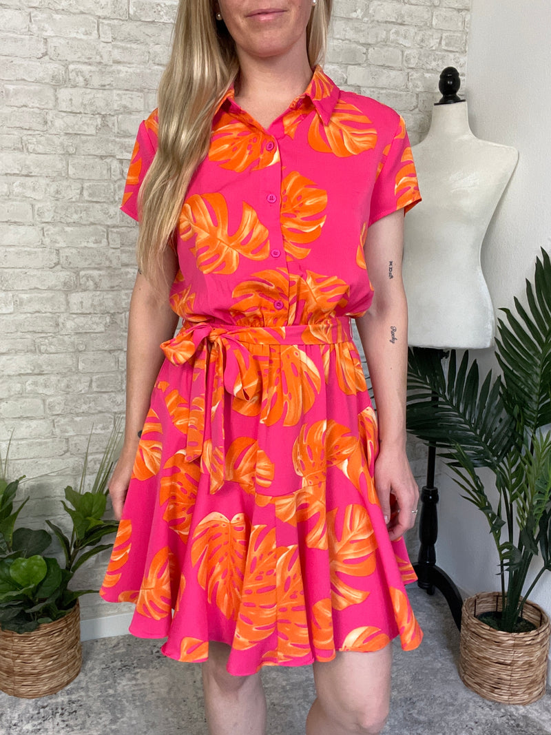 Coral Palms Dress