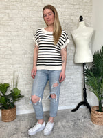 Brina Knit Top B+W Stripe