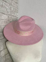 Willa Flower Band Pink Wide Brim