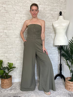 Sabrina Strapless Olive Jumpsuit