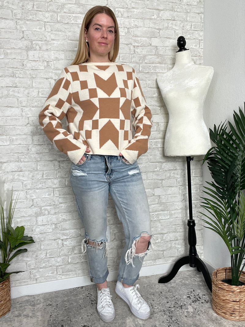 Nancy Neutral Pattern+Bow Cardigan