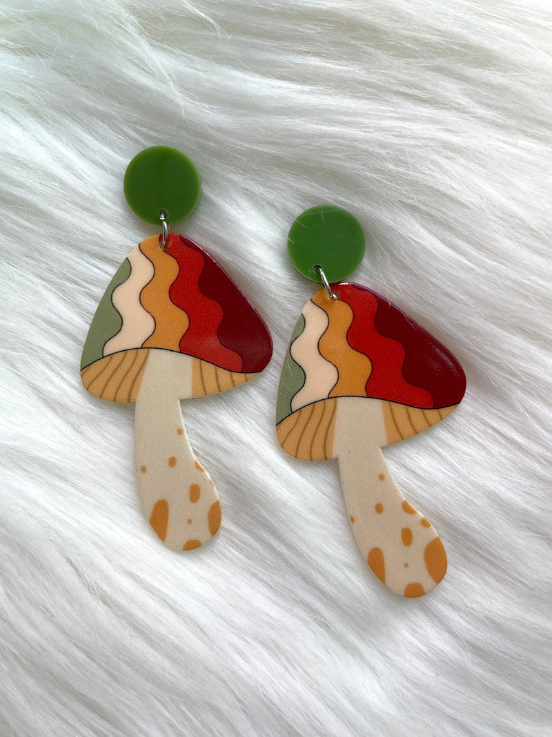 Trippy Magic Mushroom Acrylic Earrings