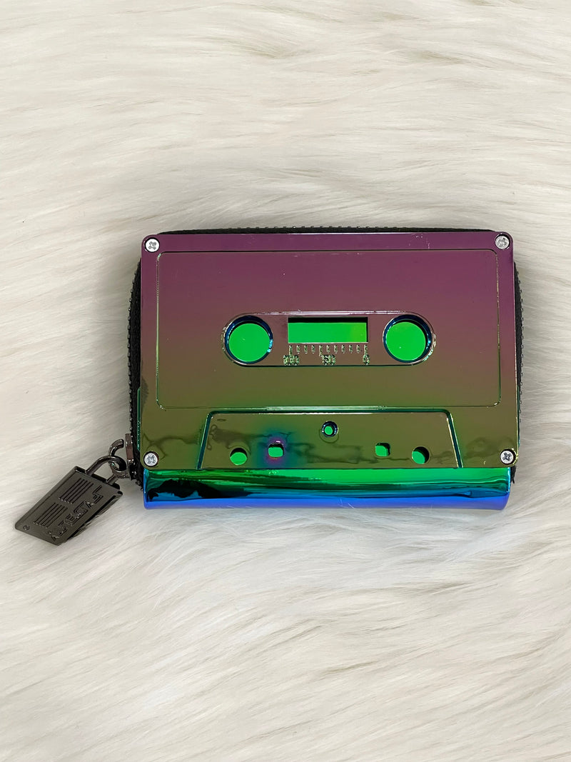 Retro Cassette Wallet Black Rainbow