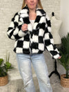 Halsey B+W Checker Faux Fur Jacket