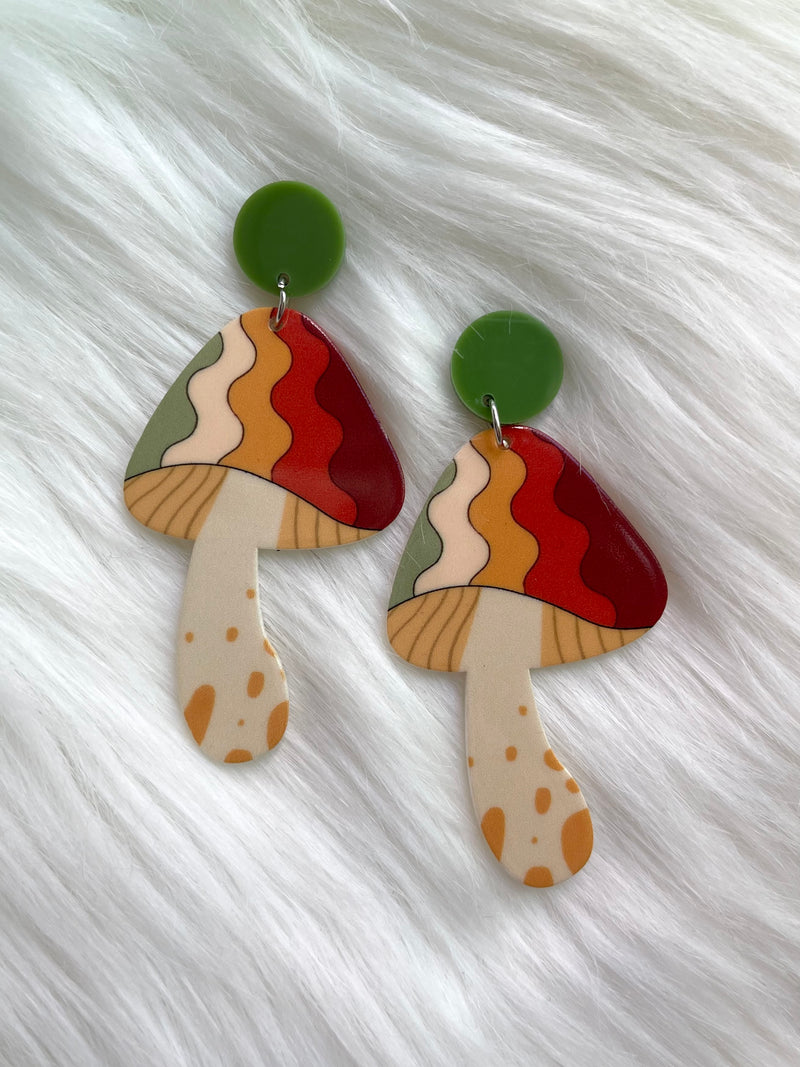 Trippy Magic Mushroom Acrylic Earrings