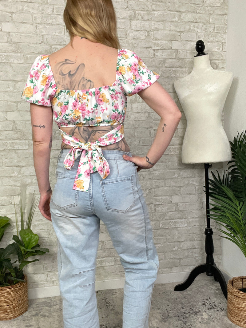 Spring Fiori Corset Cropped Top