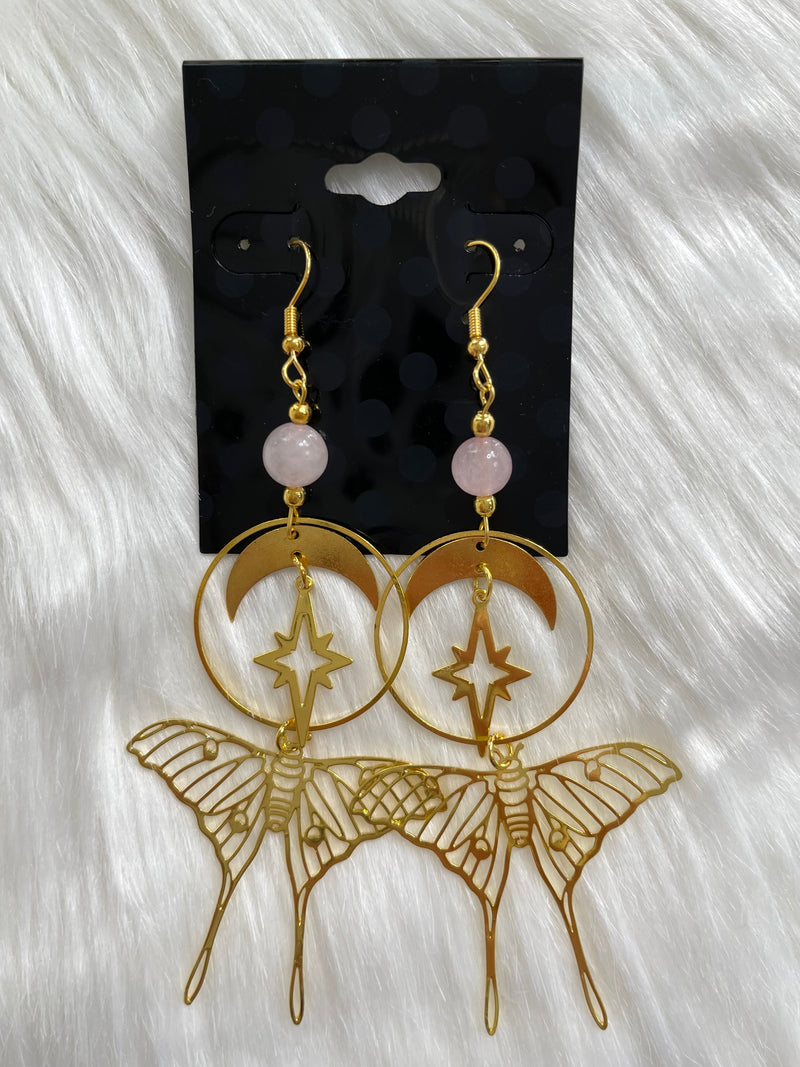 Quartz Mystical Moth Earring