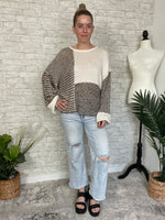 Sammi Brown+Cream Knit Pullover