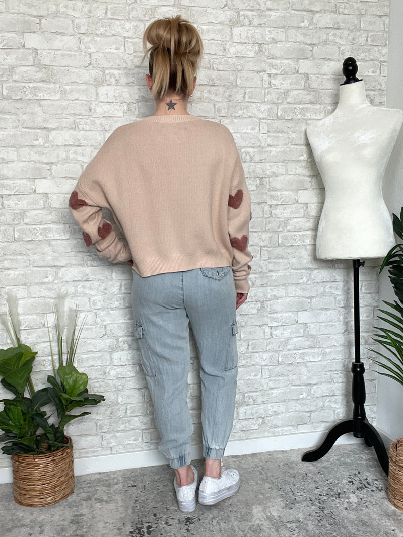 Neutral Love Sweater Khaki+Mauve