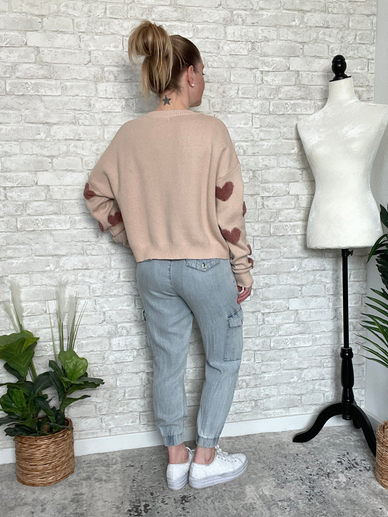 Neutral Love Sweater Khaki+Mauve