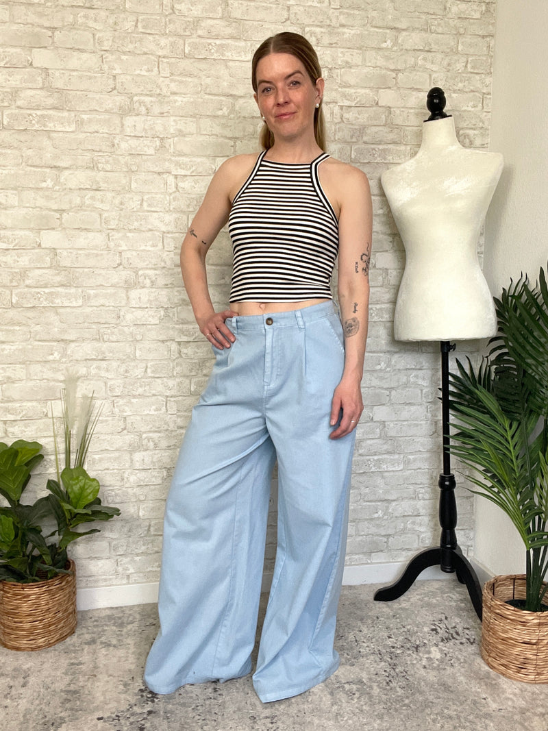 Ostra Wide-Leg Trouser Baby Blue