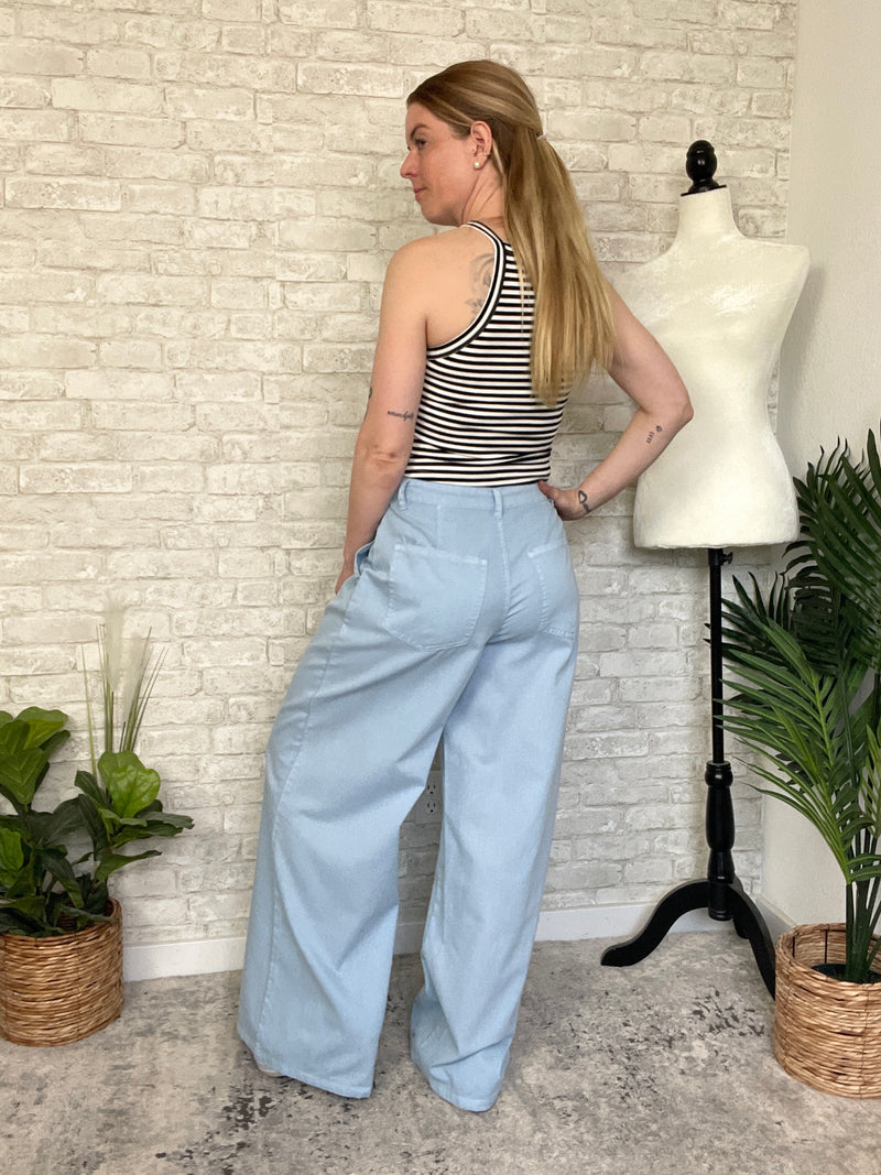 Ostra Wide-Leg Trouser Baby Blue