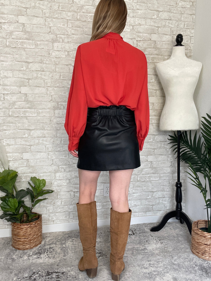 Poppy Faux Leather Mini + Bow