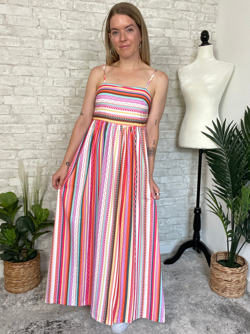 Megan Colorful Stripe Maxi Dress