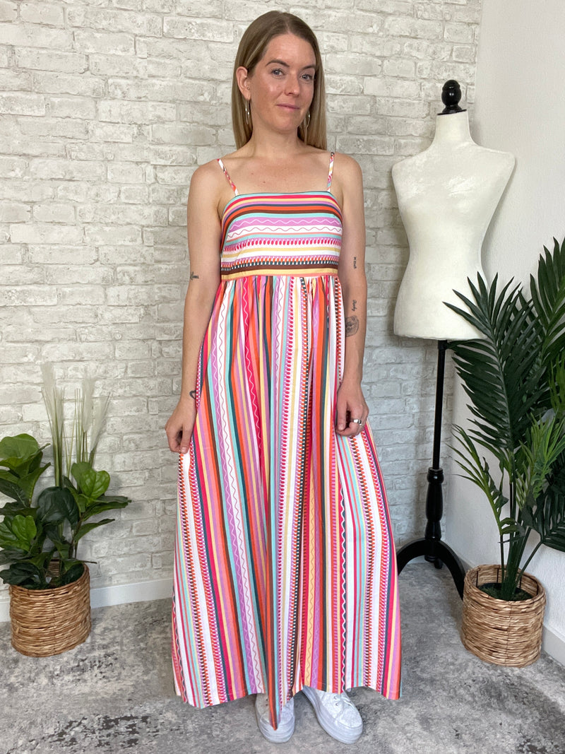 Megan Colorful Stripe Maxi Dress